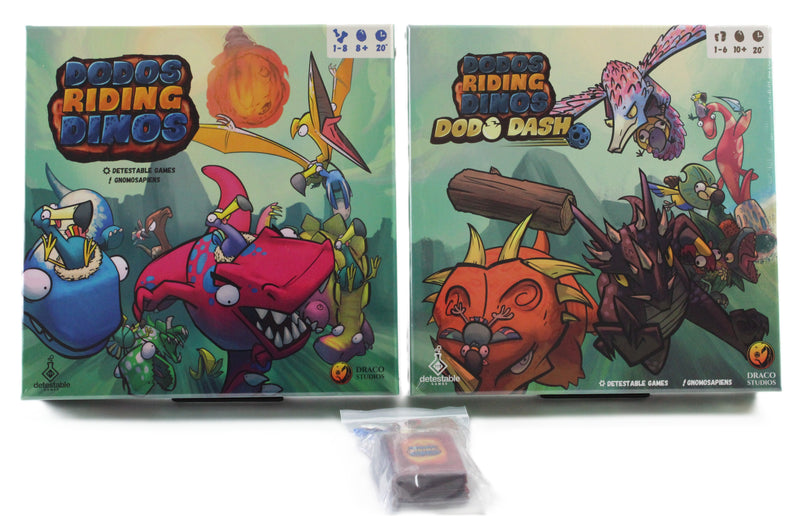 Dodos Riding Dinos Kickstarter Reprint + Dodo Dash Expansion & KS Tokens (New & Sealed)