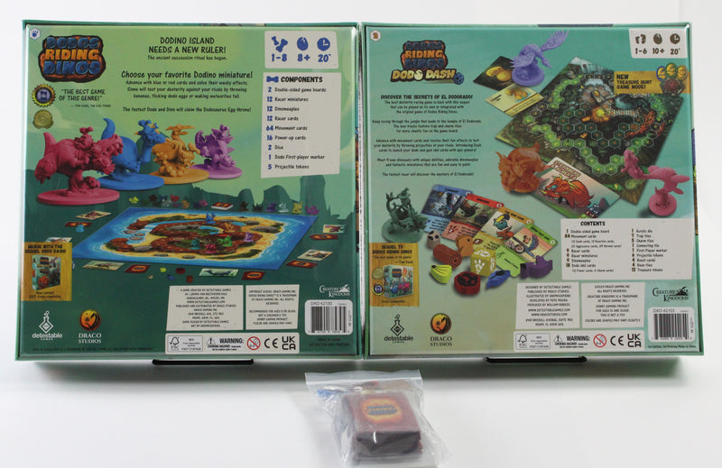 Dodos Riding Dinos Kickstarter Reprint + Dodo Dash Expansion & KS Tokens (New & Sealed)