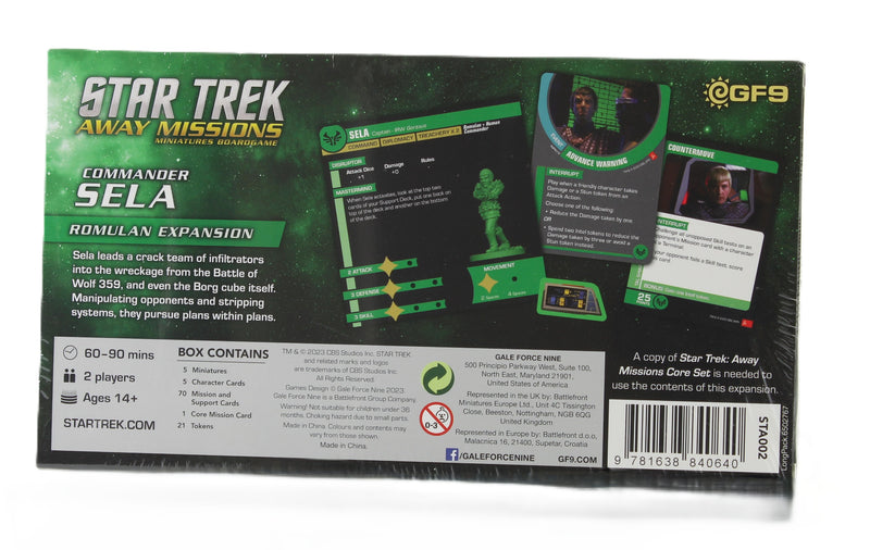 Star Trek: Away Missions Core Game + Commander Sela & Chancellor Gowron Expansions (New & Sealed)