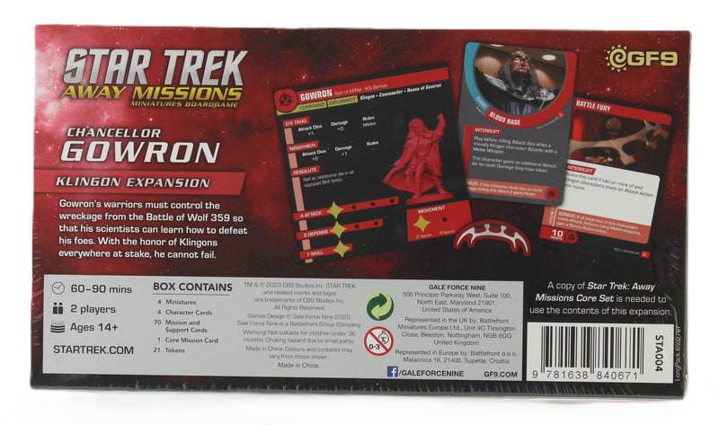 Star Trek: Away Missions Core Game + Commander Sela & Chancellor Gowron Expansions (New & Sealed)